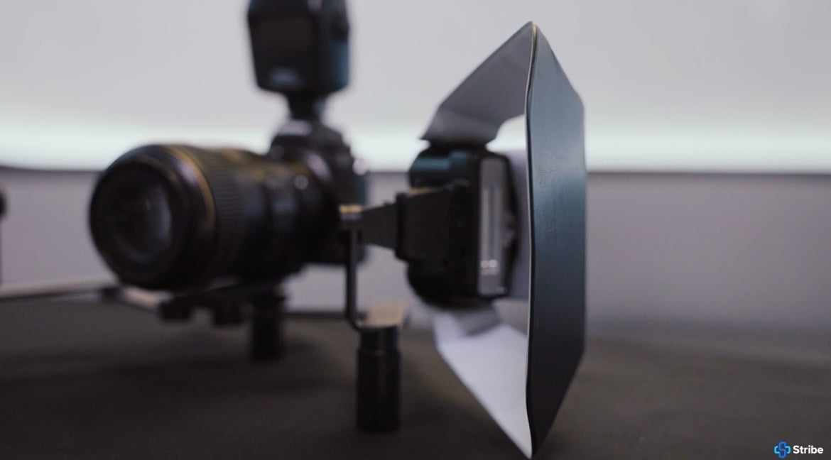 Dental photography camera setup with Stribe Bouncers on both flashes