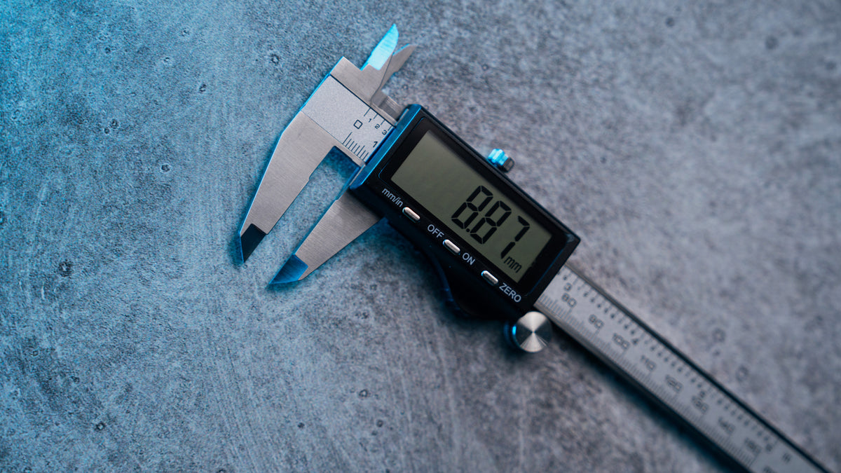 Close-up of the Stribe Digital Caliper digital display