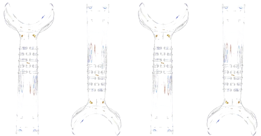 Four clear separated cheek retractors from The Box