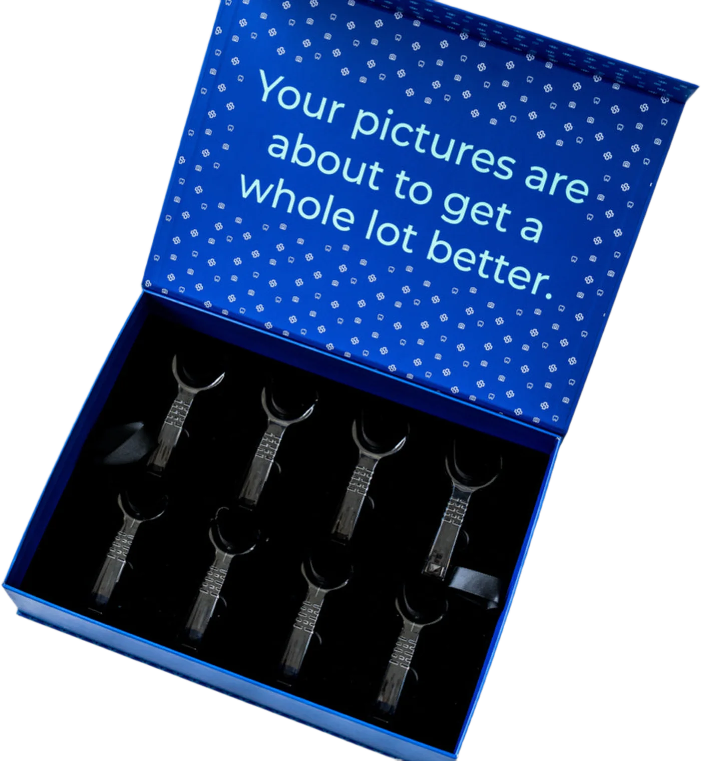The Box open, with clear cheek retractors in a fitted tray